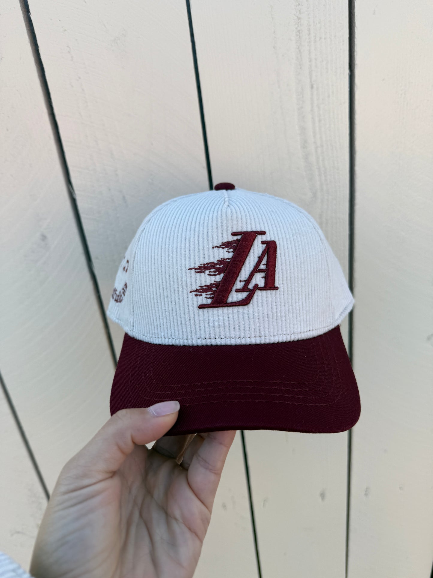 LA Flame Hat Toddler- Burgundy Corduroy