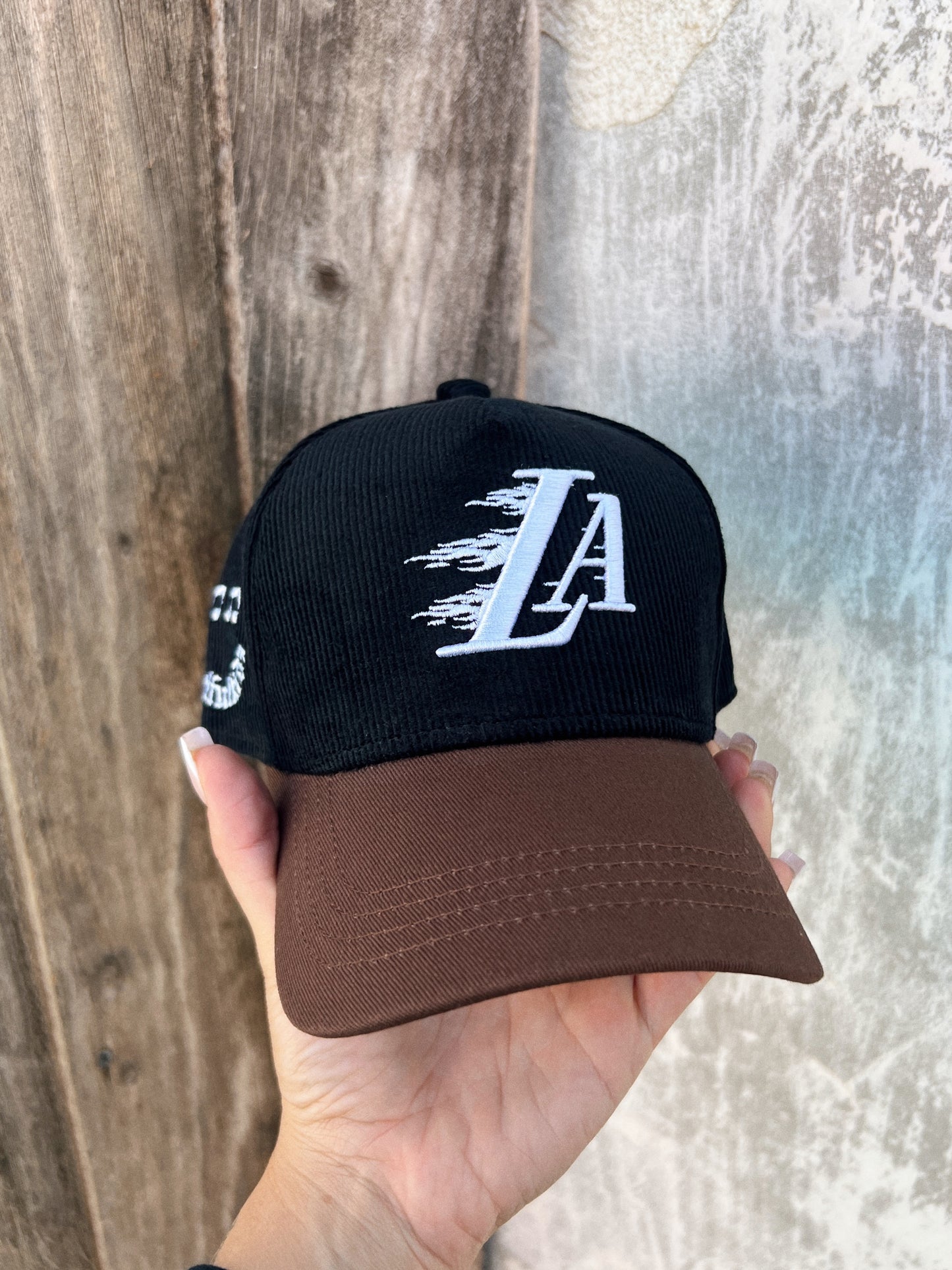LA Flame Hat Toddler- Black Corduroy