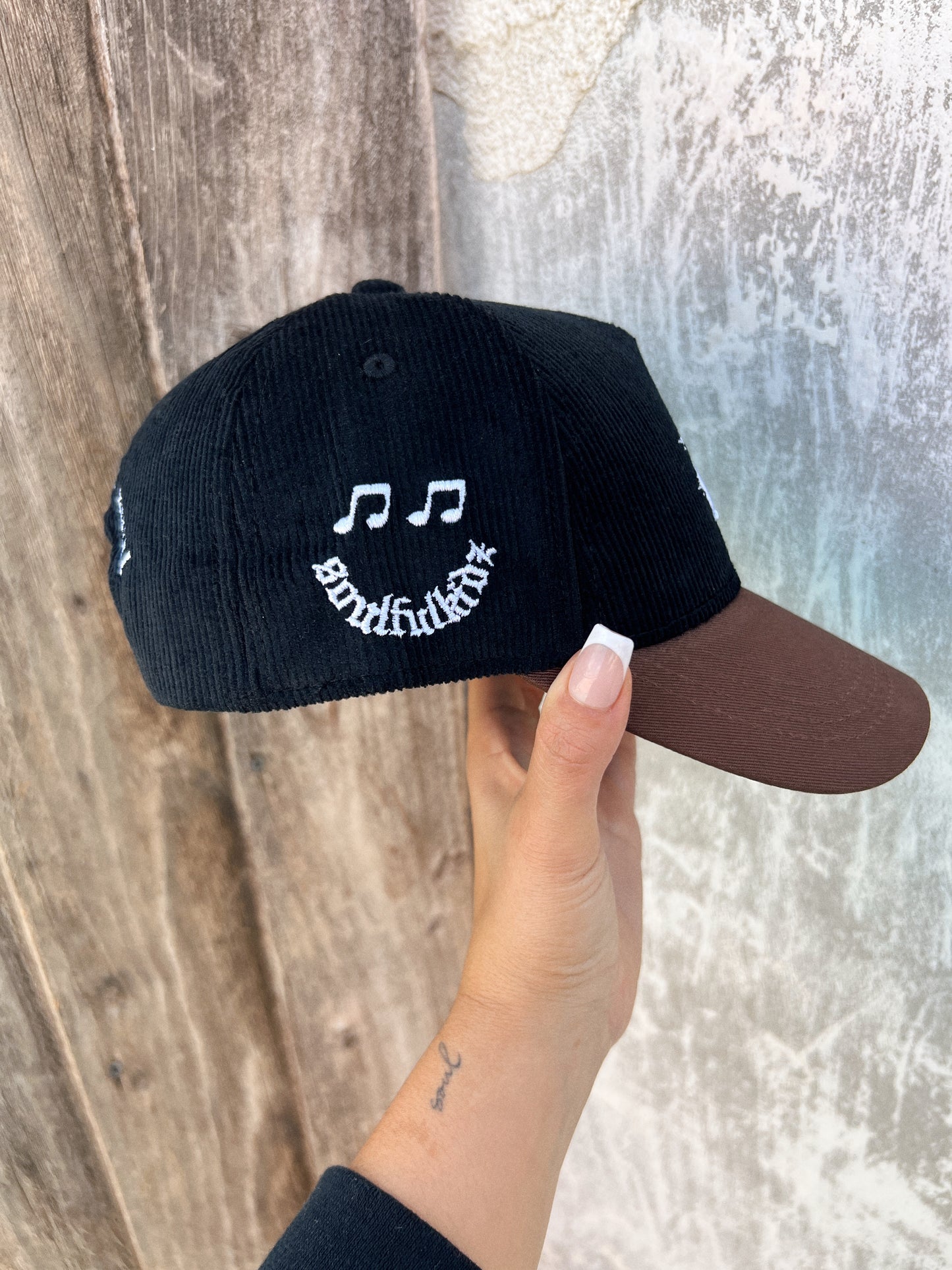 LA Flame Hat Toddler- Black Corduroy